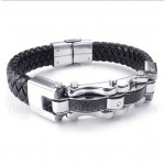 Titanium Carbon Fiber Leather Bracelet