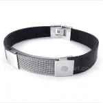 Titanium Armor Mesh Leather Bracelet