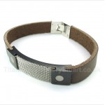 Titanium Armor Mesh Leather Bracelet