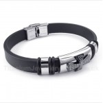 Titanium Greek Meander Pattern Cross Rubber Bracelet