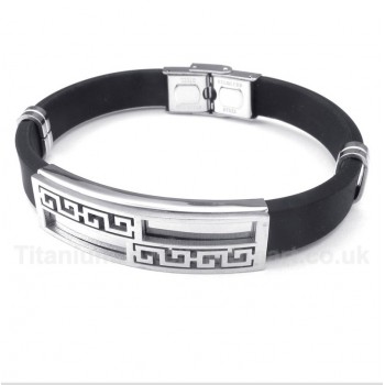 Titanium Rubber Greek Meander Pattern Bracelet
