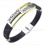 Titanium Rubber Gold Greek Meander Pattern Bracelet