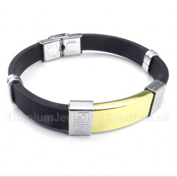 Titanium Rubber Greek Meander Pattern Bracelet