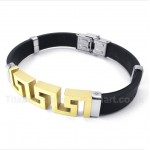 Titanium Rubber Gold Greek Meander Pattern Bracelet