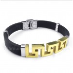 Titanium Rubber Gold Greek Meander Pattern Bracelet