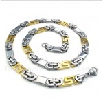 Titanium Gold Greek Meander Pattern Necklace