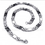 Titanium Black Greek Meander Pattern Necklace