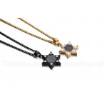 Unisex Titanium Pendant 34.7 mm Zircon Masonic Hexagram Black PN-1035