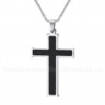 Unisex Titanium Pendant Carbon Fiber Cross PN-296