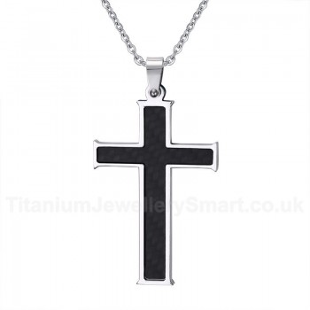 Unisex Titanium Pendant Carbon Fiber Cross PN-296