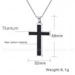 Unisex Titanium Pendant Carbon Fiber Cross PN-296