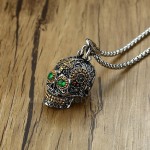 Men's Titanium Pendant Punk Green Eyes Skull PN-1158