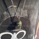 Men's Titanium Pendant Punk Green Eyes Skull PN-1158