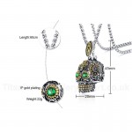 Men's Titanium Pendant Punk Green Eyes Skull PN-1158