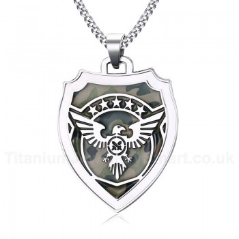 Men's Titanium Pendant Shield Medal Camo PN859