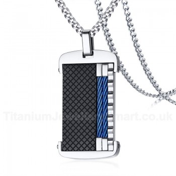 Men's Titanium Pendant Black Blue Cable PN-1133