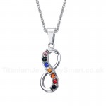 Unisex Titanium Pendant Multicolor Crystal Lemniscate Infinity Symbol PN-559