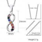 Unisex Titanium Pendant Multicolor Crystal Lemniscate Infinity Symbol PN-559