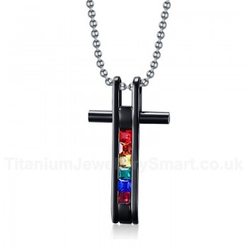 Unisex Titanium Pendant Rainbow Crystal 