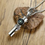 Unisex Titanium Pendant Sport Compass Whistle PN-1099