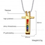 Men's Titanium Pendant Gold Colour Cross 