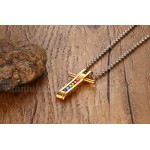 Men's Titanium Pendant Gold Colour Cross 