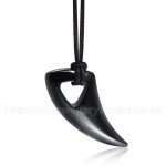 Men's Titanium Pendant Black Horn Wolf's Fangs PN-030B