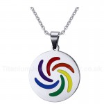 Unisex Titanium Pendant Multi Colours Rainbow Round P PN-034