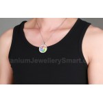 Unisex Titanium Pendant Multi Colours Rainbow Round P PN-034