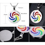 Unisex Titanium Pendant Multi Colours Rainbow Round P PN-034