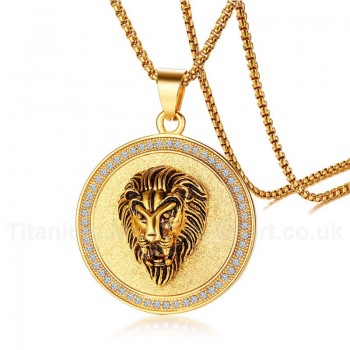 Men's Titanium Pendant Crystal Lion PN-1027