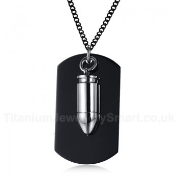 Men's Titanium Pendant Bullet Black Tag Bullet PN-1053