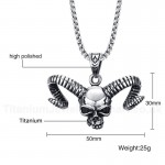 Men's Titanium Pendant Punk Skull Horn PN-853S