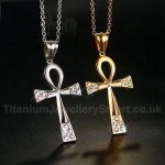 Unisex Titanium Pendant 42.7 mm Crystal The Ankh Cross PN-643