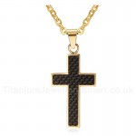 Men's Titanium Pendant Carbon Fiber Cross 383