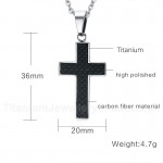 Men's Titanium Pendant Carbon Fiber Cross 383