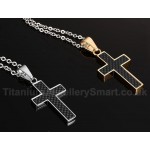 Men's Titanium Pendant Carbon Fiber Cross 383