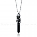 Unisex Titanium Pendant Black Agate Hollow PN-252