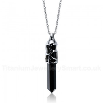 Unisex Titanium Pendant Black Agate Hollow PN-252