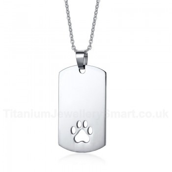 Men's Titanium Pendant Dog Paw Dog Tag PN-915S