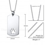 Men's Titanium Pendant Dog Paw Dog Tag PN-915S