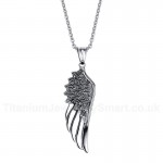 Unisex Titanium Pendant Feather Angel Wings PN-505