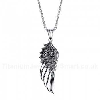 Unisex Titanium Pendant Feather Angel Wings PN-505