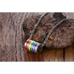 Unisex Titanium Pendant Rainbow Cylinder P PN-007