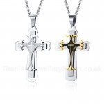 Unisex Titanium Pendant 3 Layers Cross PN-097