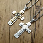 Unisex Titanium Pendant 3 Layers Cross PN-097