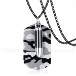 Men's Titanium Pendant Camo Black Tag Bullet PN-1108