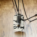 Men's Titanium Pendant Camo Black Tag Bullet PN-1108