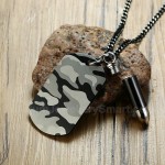 Men's Titanium Pendant Camo Black Tag Bullet PN-1108