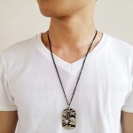 Men's Titanium Pendant Camo Black Tag Bullet PN-1108